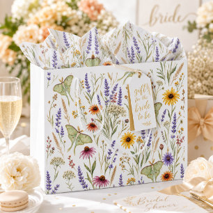Floral Pattern Wildflower Botanical Luna Moth Large Gift Bag