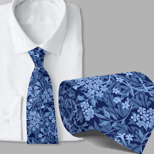 Floral pattern William Morris inspired blue flower Tie