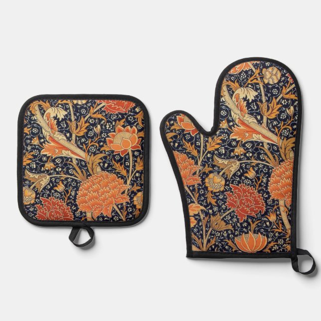 Floral Pattern, William Morris Oven Mitt & Pot Holder Set (Front)