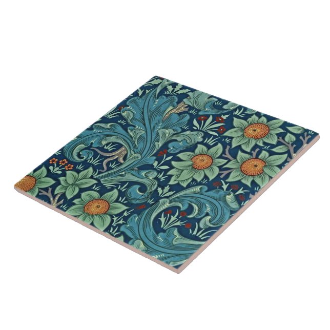 Floral Pattern William Morris Red Yellow Blue Gree Tile (Side)
