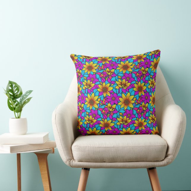Floral pattern with abstract line art 10 - Pillow (Chair)