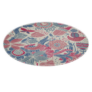 Floral pattern with bird and butterfly cutting board