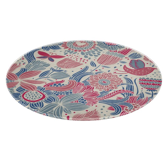 Floral pattern with bird and butterfly cutting board (Corner)