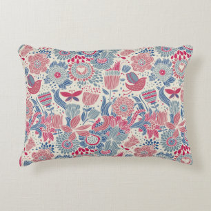 Floral pattern with bird and butterfly decorative cushion