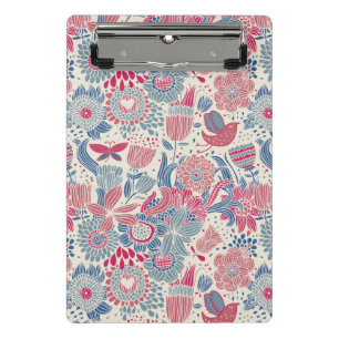 Floral pattern with bird and butterfly mini clipboard
