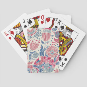 Floral pattern with bird and butterfly playing cards