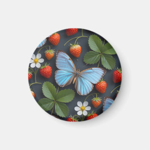 Floral Pattern with Blue Morpho Butterflies Magnet