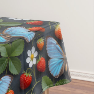 Floral Pattern with Blue Morpho Butterflies Tablecloth