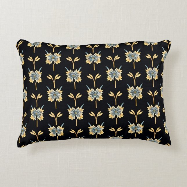 Floral Pattern With Blue Yellow Blossoms Decorative Cushion (Front)