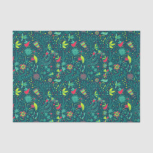 Floral pattern with cartoon birds 2 tissue paper