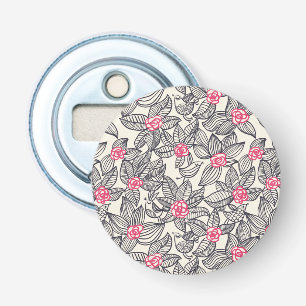 Floral pattern with cartoon birds bottle opener