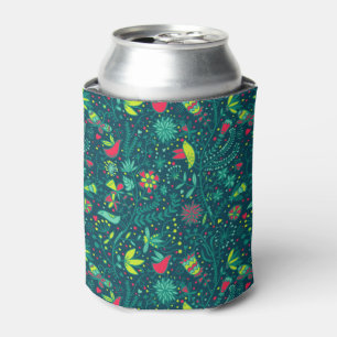 Floral pattern with cartoon birds can cooler