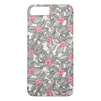 Floral pattern with cartoon birds