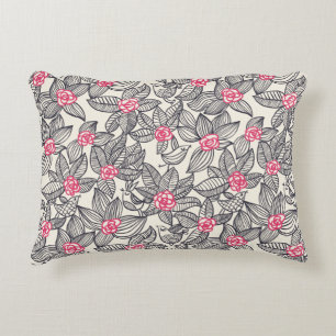 Floral pattern with cartoon birds decorative cushion