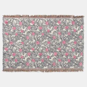 Floral pattern with cartoon birds throw blanket