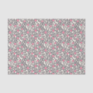 Floral pattern with cartoon birds tissue paper