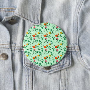 Floral pattern with coloured rose flowers 10 cm round badge