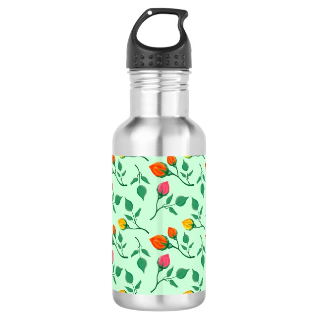 Floral pattern with coloured rose flowers  532 ml water bottle (Front)
