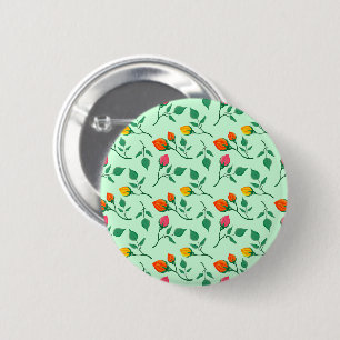 Floral pattern with coloured rose flowers 6 cm round badge