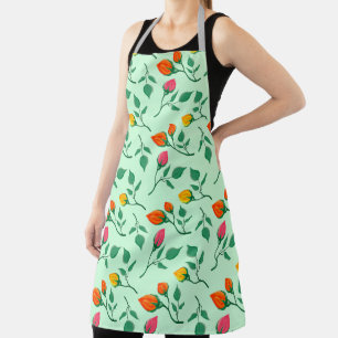 Floral pattern with coloured rose flowers  apron