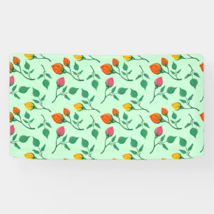Floral pattern with coloured rose flowers banner