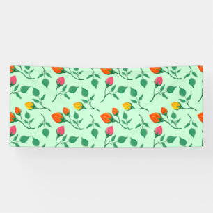 Floral pattern with coloured rose flowers  banner