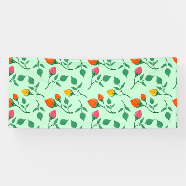 Floral pattern with coloured rose flowers  banner (Horizontal)
