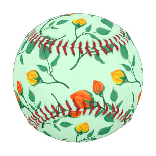 Floral pattern with coloured rose flowers  baseball