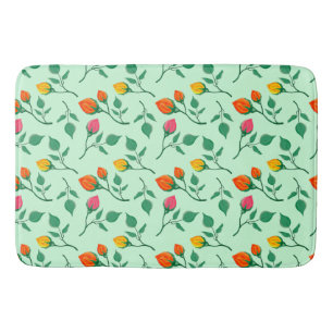 Floral pattern with coloured rose flowers  bath mat