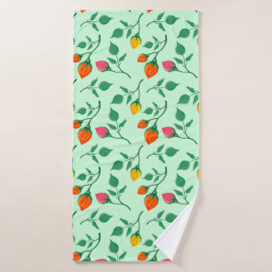 Floral pattern with coloured rose flowers bath towel