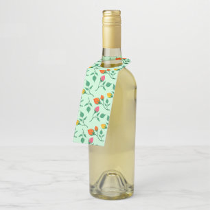 Floral pattern with coloured rose flowers  bottle tag