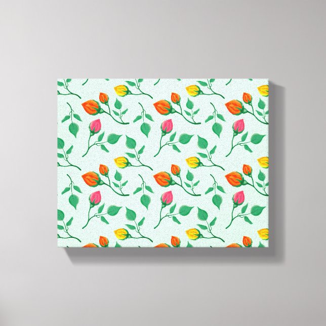 Floral pattern with coloured rose flowers  canvas print (Front)