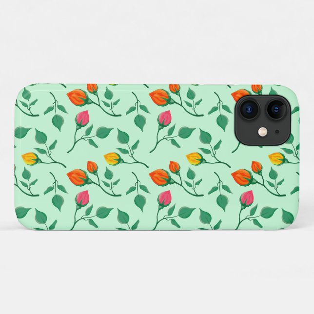 Floral pattern with coloured rose flowers  Case-Mate iPhone case (Back (Horizontal))