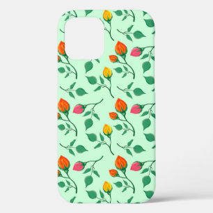 Floral pattern with coloured rose flowers  iPhone 12 pro case