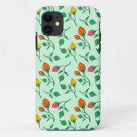 Floral pattern with coloured rose flowers
