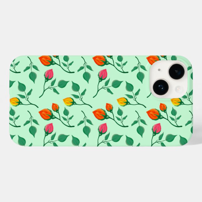 Floral pattern with coloured rose flowers  Case-Mate iPhone case (Back (Horizontal))