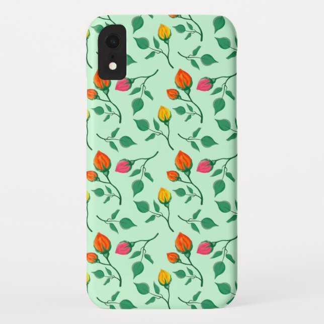 Floral pattern with coloured rose flowers Case-Mate iPhone case (Back)