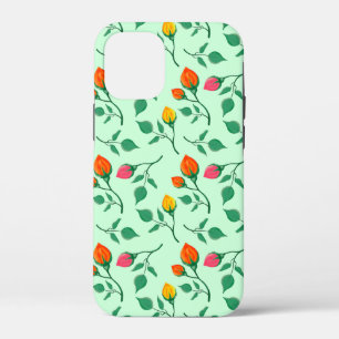 Floral pattern with coloured rose flowers  iPhone 12 mini case