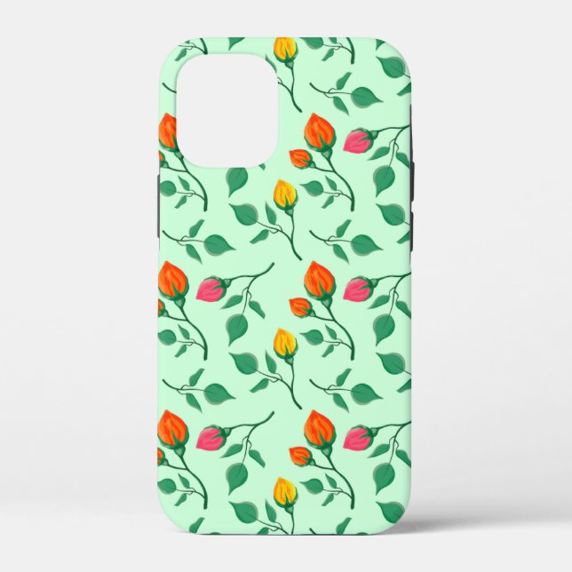 Floral pattern with coloured rose flowers  Case-Mate iPhone case (Back)