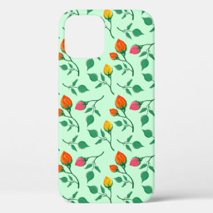 Floral pattern with coloured rose flowers iPhone 12 case