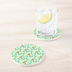 Floral pattern with coloured rose flowers  coaster
