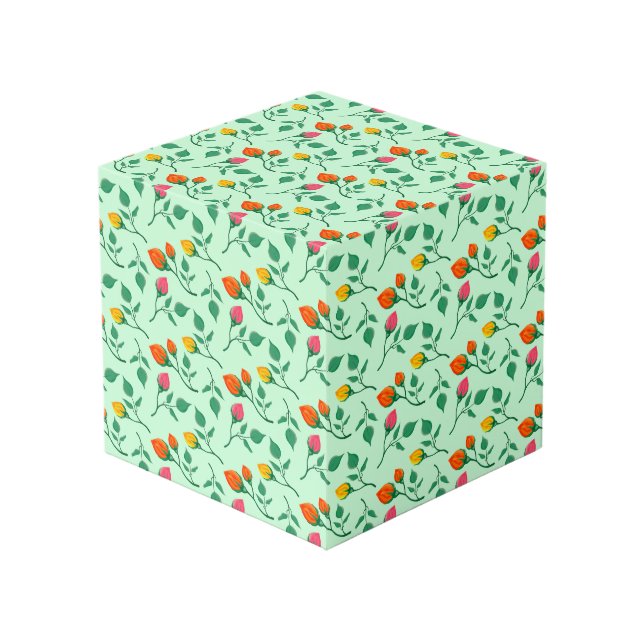 Floral pattern with coloured rose flowers  cube (Front Angled)