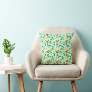 Floral pattern with coloured rose flowers cushion
