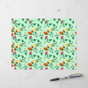 Floral pattern with coloured rose flowers  custom letterhead