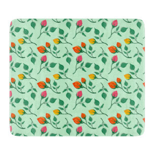 Floral pattern with coloured rose flowers  cutting board