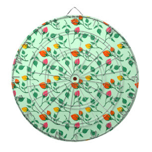 Floral pattern with coloured rose flowers dartboard