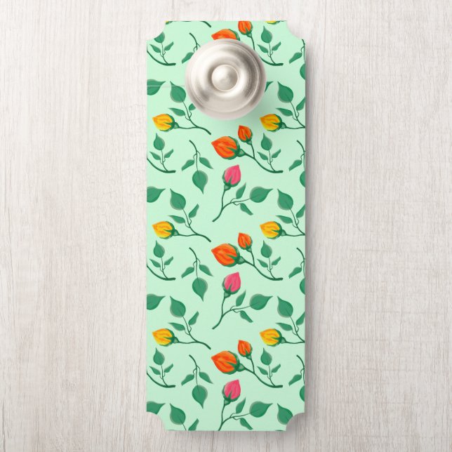 Floral pattern with coloured rose flowers  door hanger (On Knob)