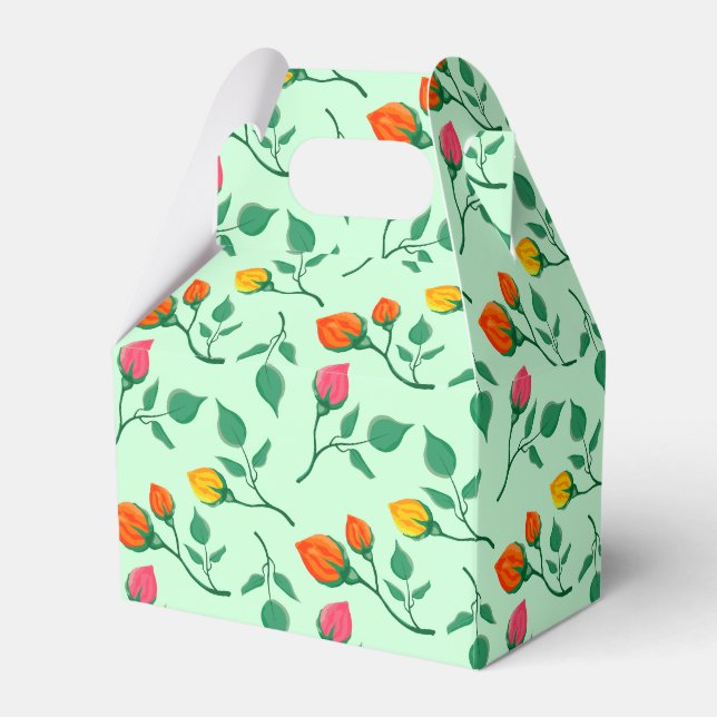 Floral pattern with coloured rose flowers  favour box (Front Side)