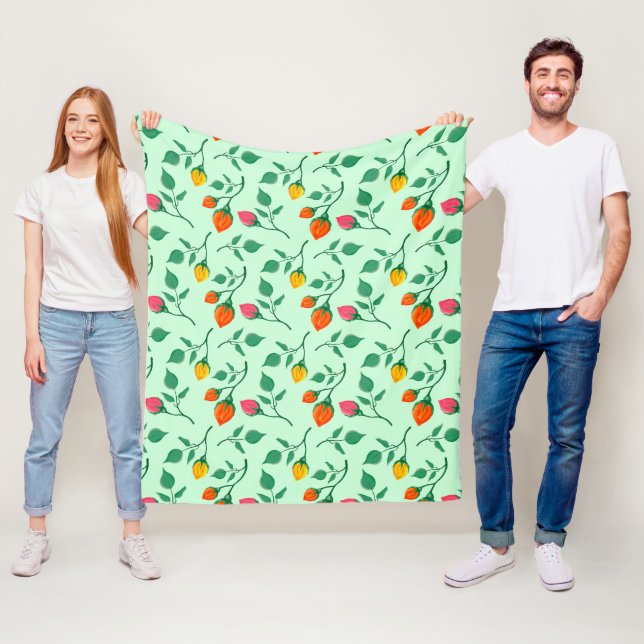 Floral pattern with coloured rose flowers  fleece blanket (In Situ)