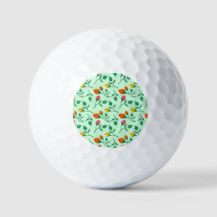 Floral pattern with coloured rose flowers golf balls
